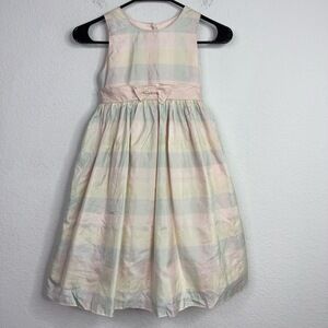 Marmellata Dress Girl 6 Pastel Silk Blend Plaid Pattern Bow FormaI Party Classic
